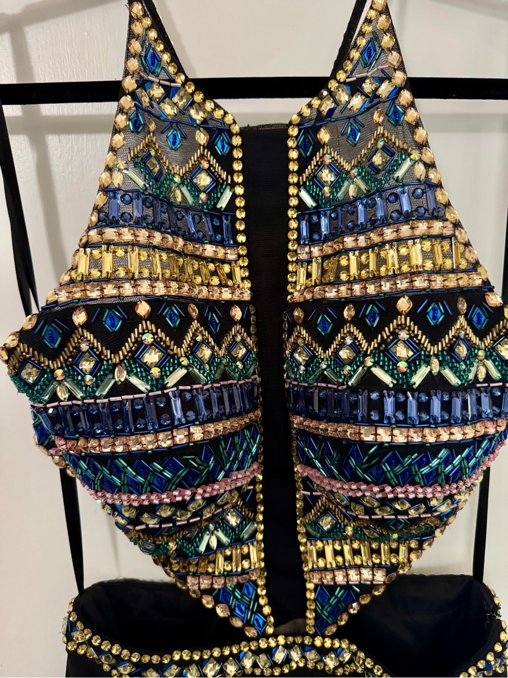 Angela & Alison Black Mini Dress with Multicolor Beaded Halter - Picture 4 of 7